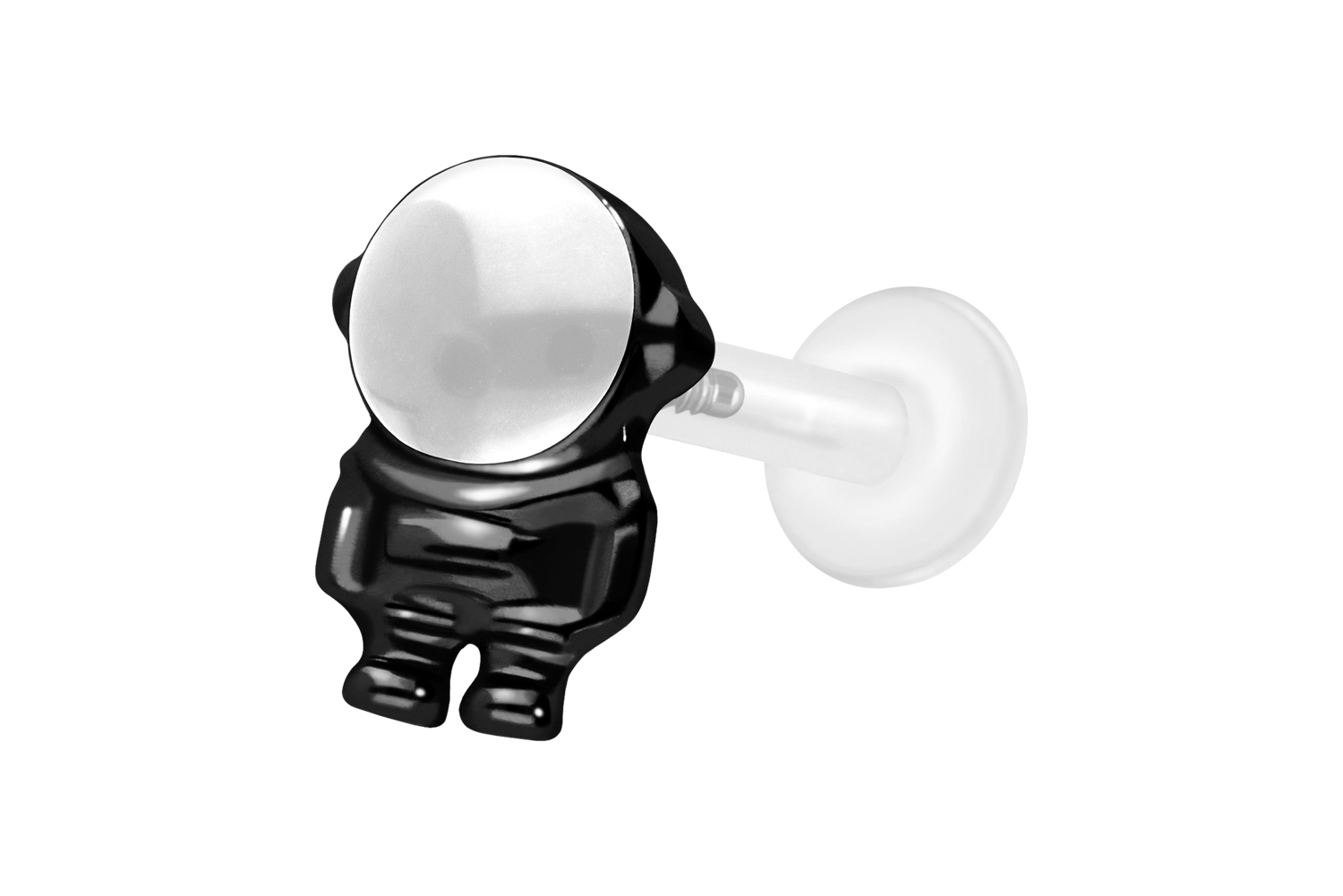 PTFE Labret Piercing mit Innengewinde + Titan-Aufsatz ASTRONAUT